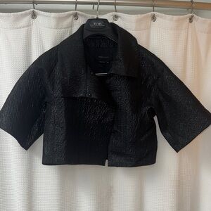 BCBGMaxAzria Black Cropped Textured Blazer